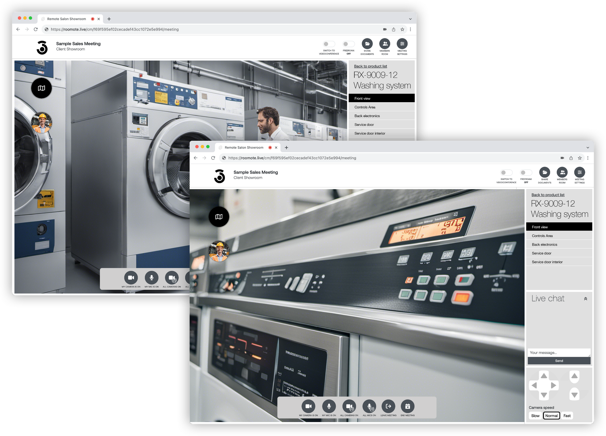 Plataforma Roomote mostrando equipos pesados.