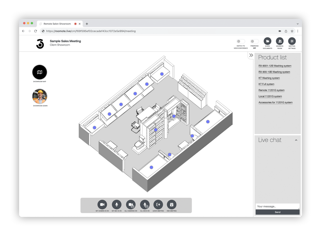 Roomote platform showcasing a showroom